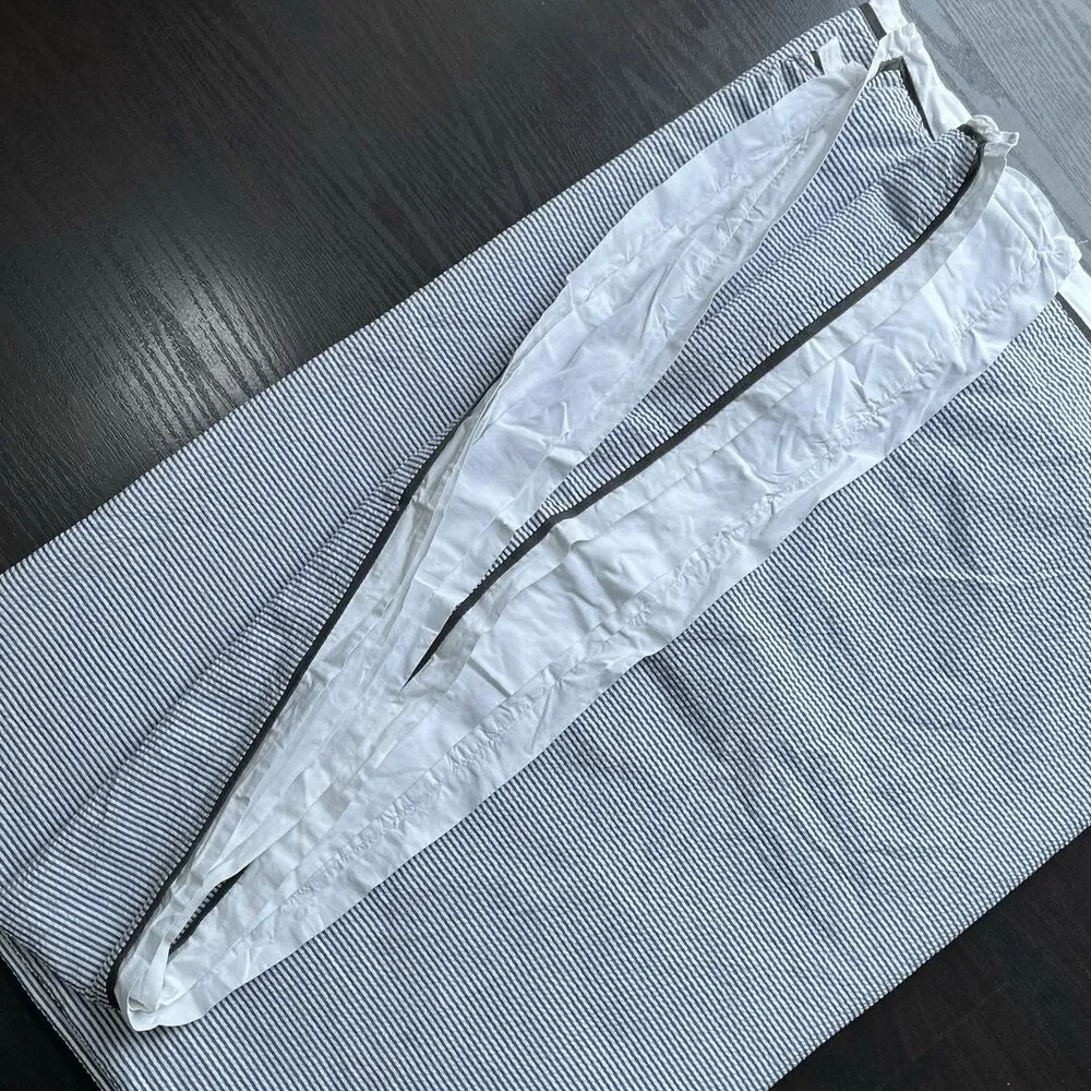 West Elm Twin Duvet Cover Coastal Seersucker Stripes 100% Cotton Button Closure